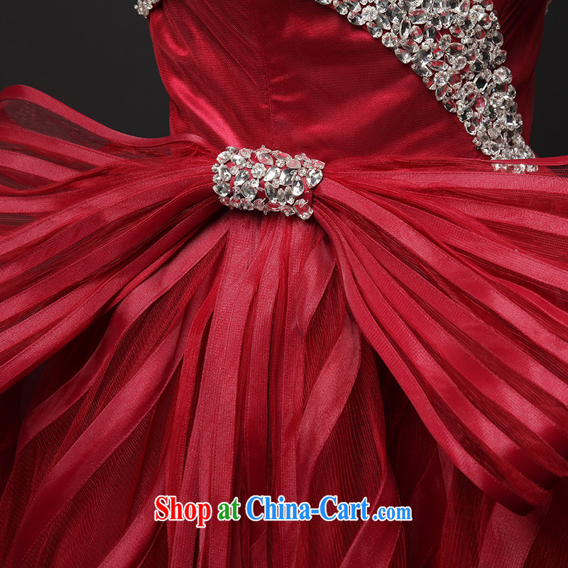 It is not the JUSERE high-end wedding dresses also presided over by Stage service 2015 spring and the shoulder wedding dresses, Japan, and South Korea wedding bridal marriage deep red tailored, is by no means set, shopping on the Internet