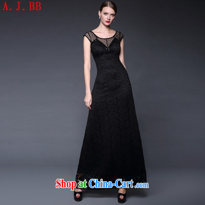 Black butterfly 2015 summer new Lace Embroidery spell took over the nail Pearl elegance, long dress dresses W 0211 black, code, A . J . BB, shopping on the Internet