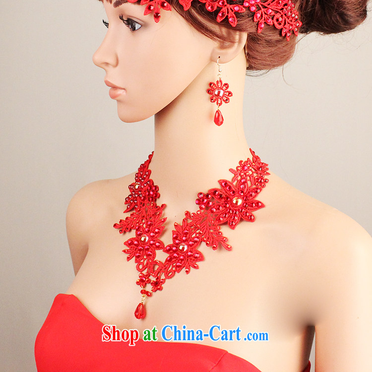 Han Park (cchappiness) Ethnic Wind red water drilling lace necklace Bridal Fashion girls accessories gift sets and earrings set false collar red pictures, price, brand platters! Elections are good character, the national distribution, so why buy now enjoy more preferential! Health