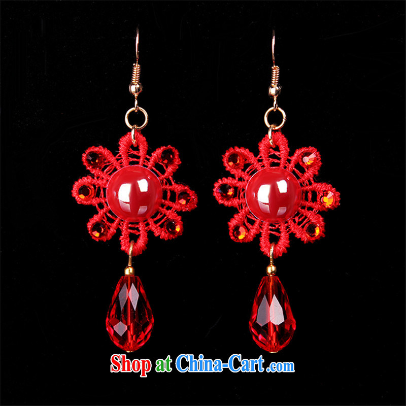 Han Park (cchappiness) Ethnic Wind red water drilling lace necklace Bridal Fashion girls accessories gift and earrings set false collar red, Han Park (cchappiness), online shopping