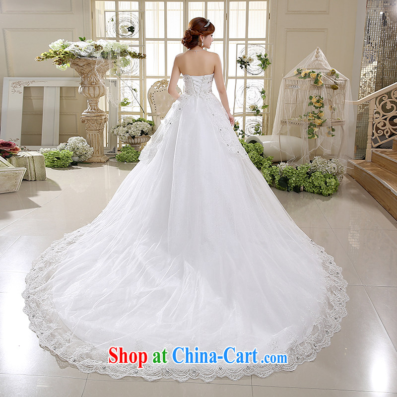 White first into some high-waist wedding Korean wiped chest High-tail shaggy dress bride Deluxe body wedding dresses spring 2015 new white XXL, white first about, shopping on the Internet