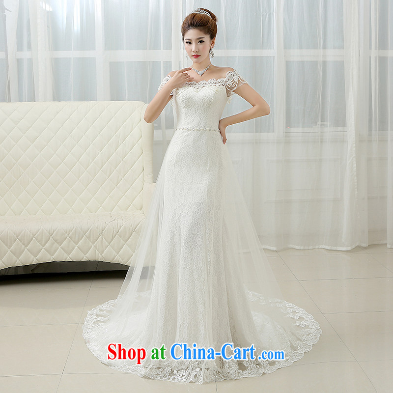 White first to approximately 2015 new bridal wedding dresses Summer Package and crowsfoot tail graphics thin sexy bare chest lace white XXL