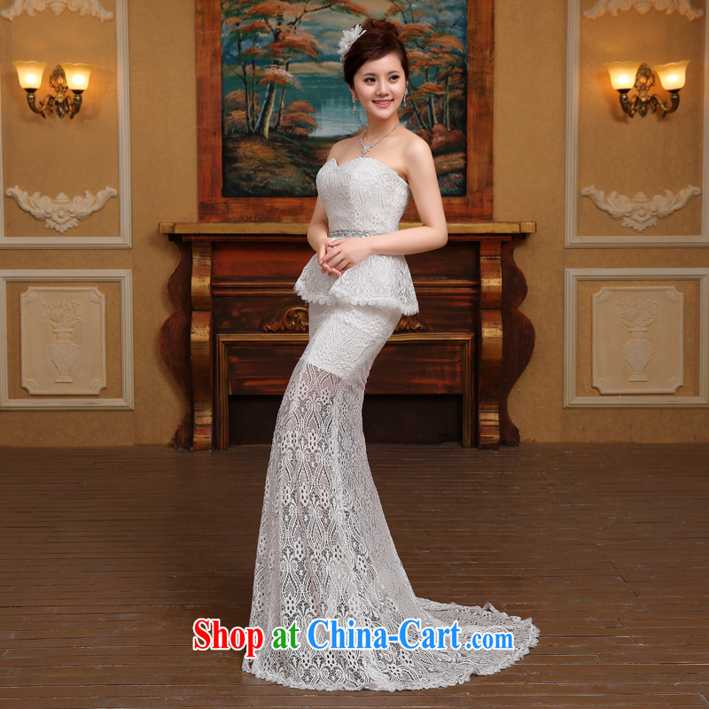 2015 new Korean version at Merlion biological null Binding with bare chest upscale beauty video skinny tail Princess wedding white S, tone (dayinni), online shopping