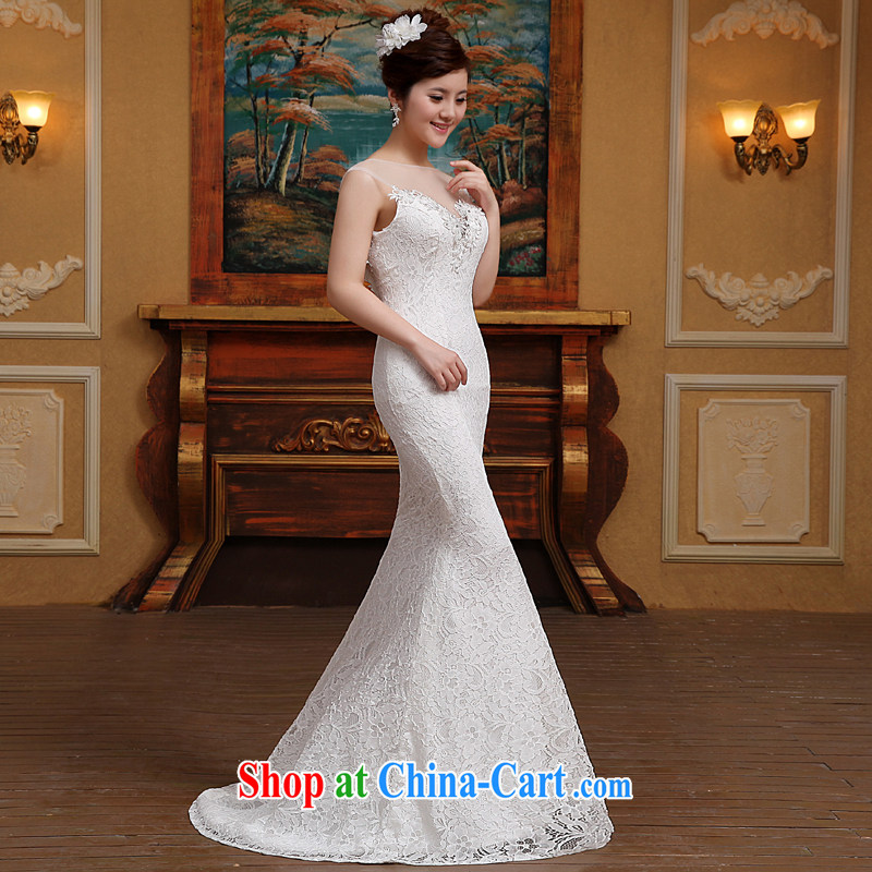 2015 new wedding Korean fashion a Field shoulder buds silk yarn small tail bridal wedding white S, tone (dayinni), shopping on the Internet