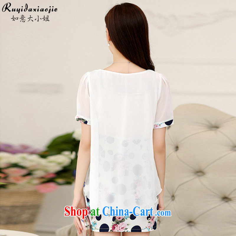 Unwind after miss the 2015 summer new style and fresh girls decorated in a dot stamp snow woven short-sleeved dresses summer 12 white M sporting, Miss (Ruyidaxiaojie), shopping on the Internet