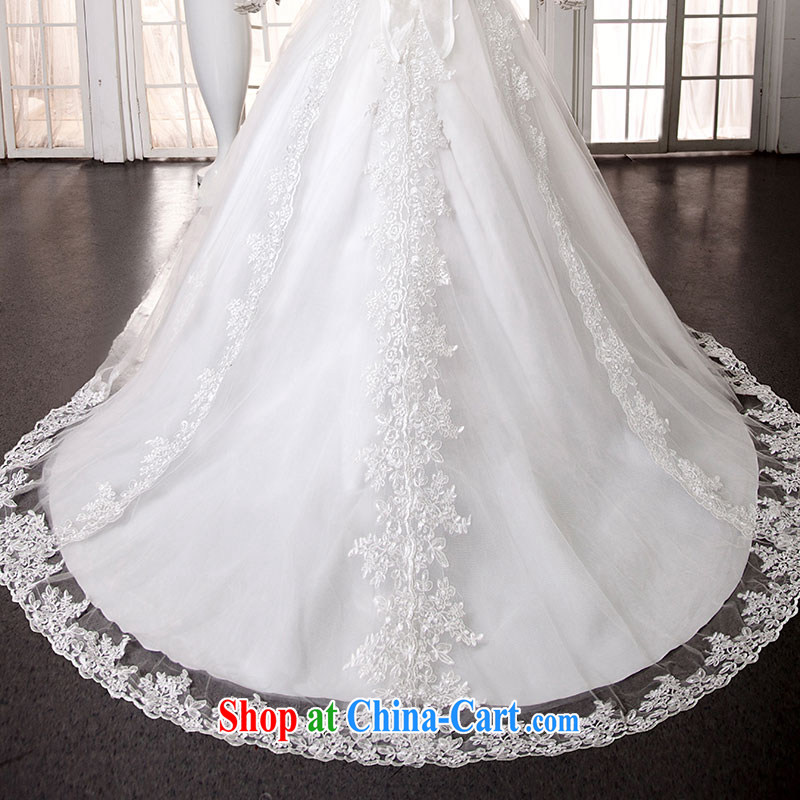 Jubilee 1000 bride's 2015 spring and summer new stylish graphics thin lace the Field shoulder white long-tail bridal wedding dresses H 9236 white tail section/lap to skirt around 1.65 M XXXL, 1000 Jubilee bride, shopping on the Internet