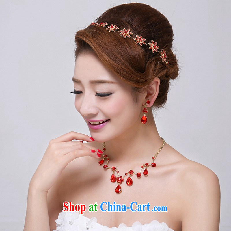 New Korean bridal jewelry Crown necklace earrings kit, wedding dresses and jewelry 3 piece set 2, love and Pang (AIRANPENG), shopping on the Internet