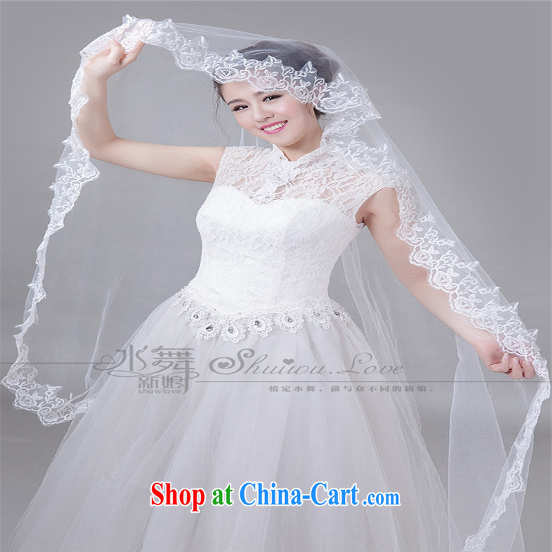 Korean-style New lace lace long 3M tail married women and legal wedding dresses accessories 3m White, the color is Windsor, shopping on the Internet