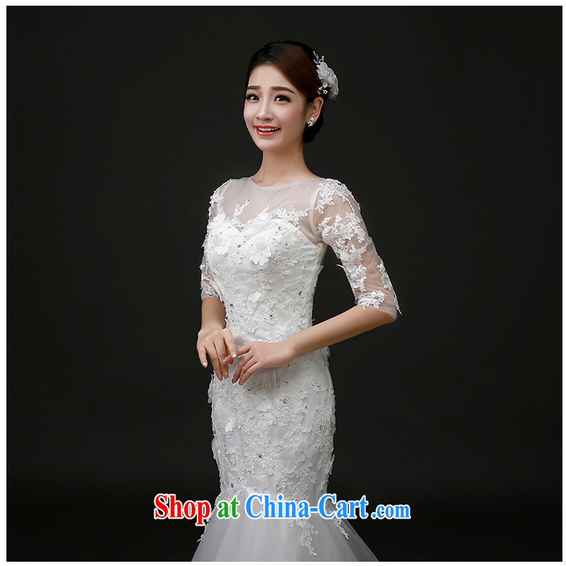 The beautiful yarn graphics thin tail wedding 2015 new summer the Field shoulder bag beauty and elegant lace long sleeves with the waist at Merlion wedding dresses white can be customized, beautiful yarn (nameilisha), online shopping