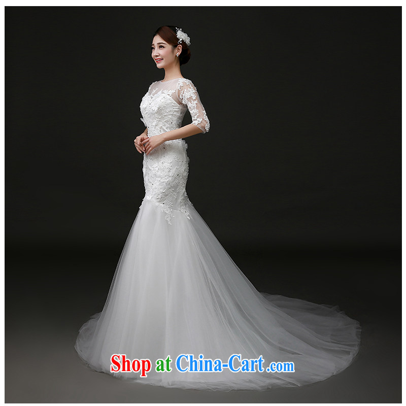 The beautiful yarn graphics thin tail wedding 2015 new summer the Field shoulder bag beauty and elegant lace long sleeves with the waist at Merlion wedding dresses white can be customized, beautiful yarn (nameilisha), online shopping