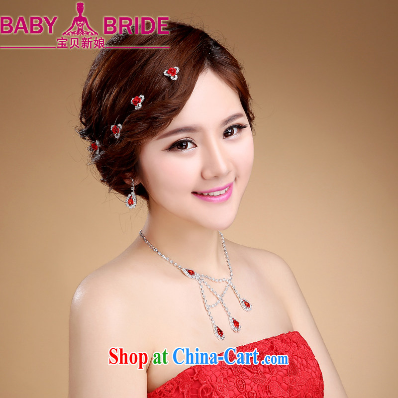 Bridal jewelry and ornaments, Japan, and South Korea with wedding hair accessories Korean-style headdress red