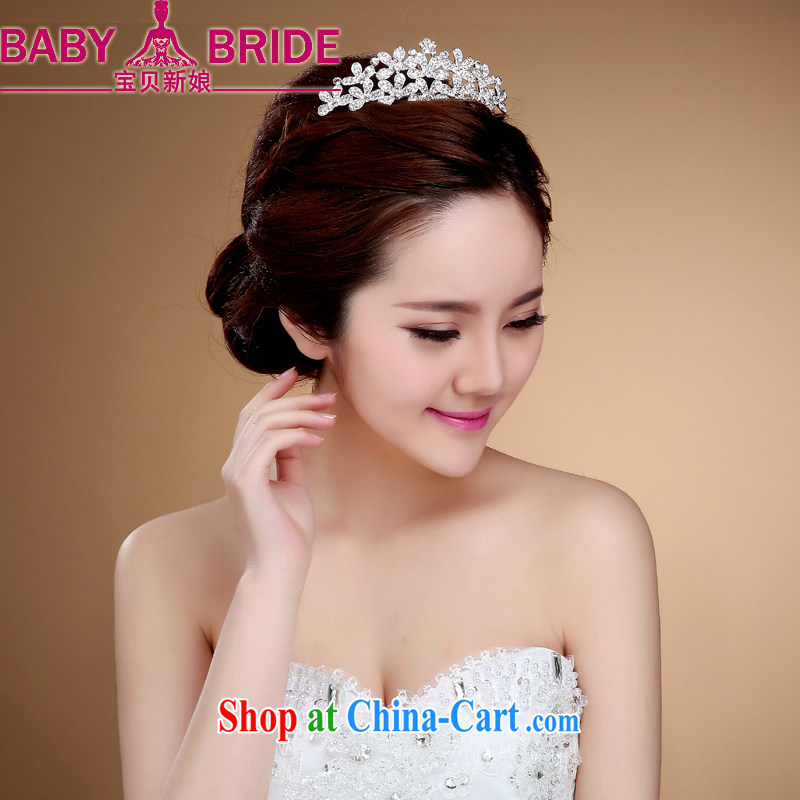 Bridal jewelry Crown decorated Wedding head-dress, ornaments and clamp water drilling pearls Korean crown princess white