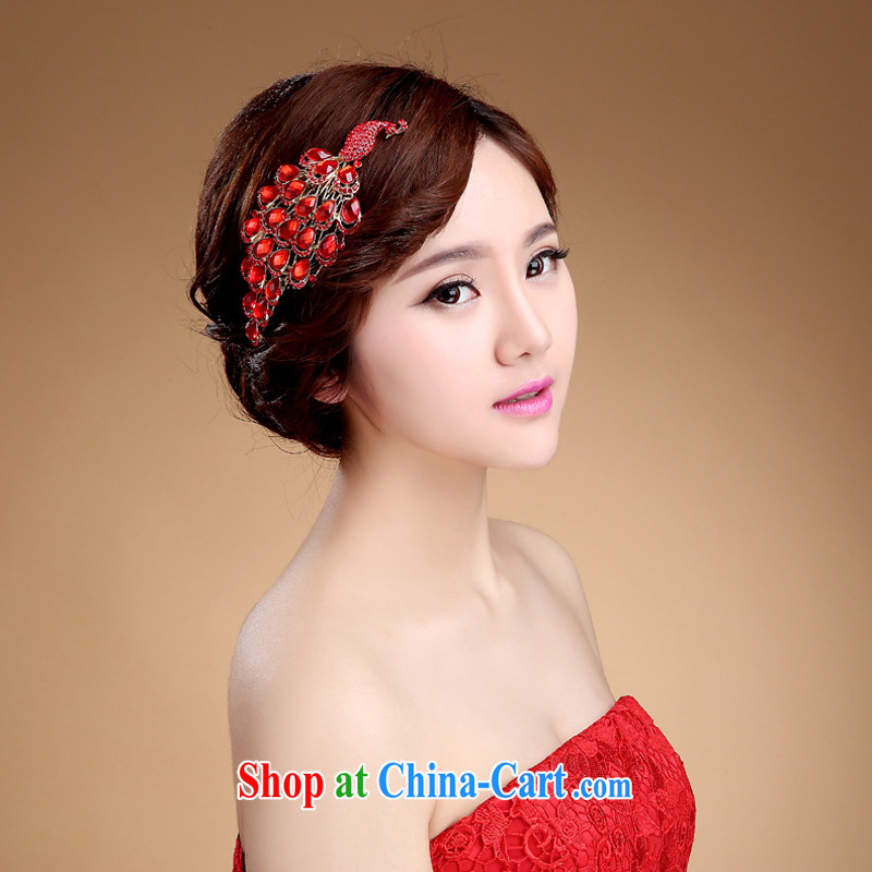 Bridal jewelry red head-dress Korean-style wedding hair accessories dresses retro lace and flower wedding-band magenta, my dear Bride (BABY BPIDEB), shopping on the Internet