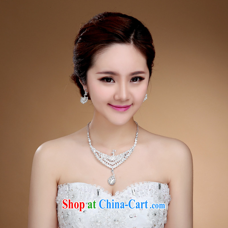 Korean bridal necklace earrings popular wedding dresses jewelry woman married a link with water drilling decorative jewelry white, my dear Bride (BABY BPIDEB), online shopping