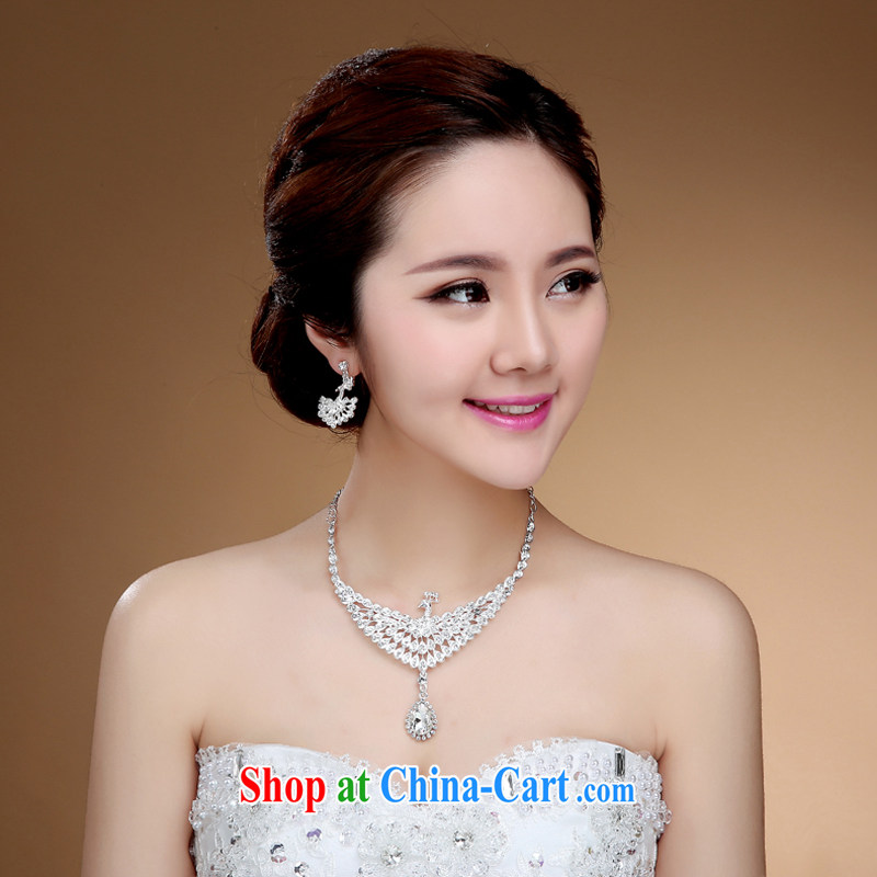 Korean bridal necklace earrings popular wedding dresses jewelry woman married a link with water drilling decorative jewelry white, my dear Bride (BABY BPIDEB), online shopping