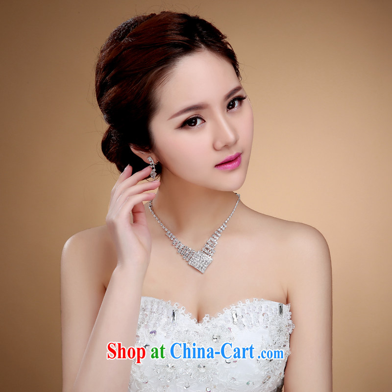 Recommended bridal suite link luxury bridal necklace earrings wedding jewelry wedding accessories jewelry dinner clavicle link female white, my dear Bride (BABY BPIDEB), online shopping