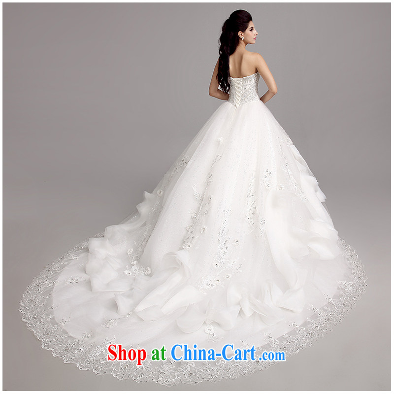The beautiful yarn 2015 new erase chest tail wedding in Europe and luxurious parquet drill large tail Korean-style binding with beauty and classy bride wedding factory direct white customizable, beautiful yarn (nameilisha), online shopping