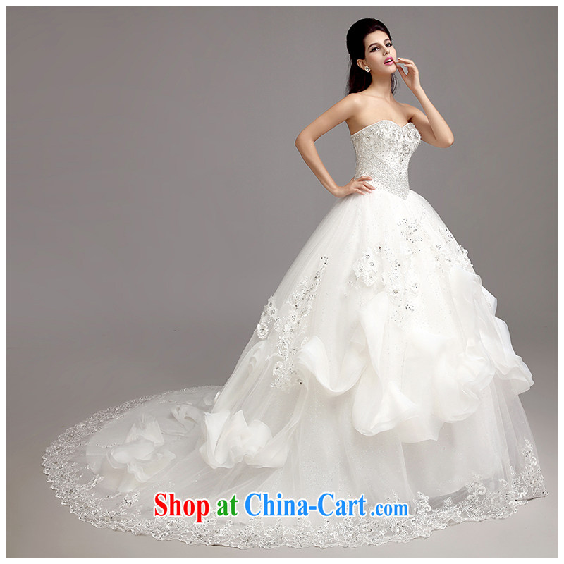The beautiful yarn 2015 new erase chest tail wedding in Europe and luxurious parquet drill large tail Korean-style binding with beauty and classy bride wedding factory direct white customizable, beautiful yarn (nameilisha), online shopping