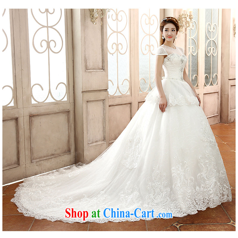 The beautiful yarn one shoulder long-tail wedding 2015 new elegant beauty with sexy stream terrace, the bride the tail wedding wedding dresses white customizable