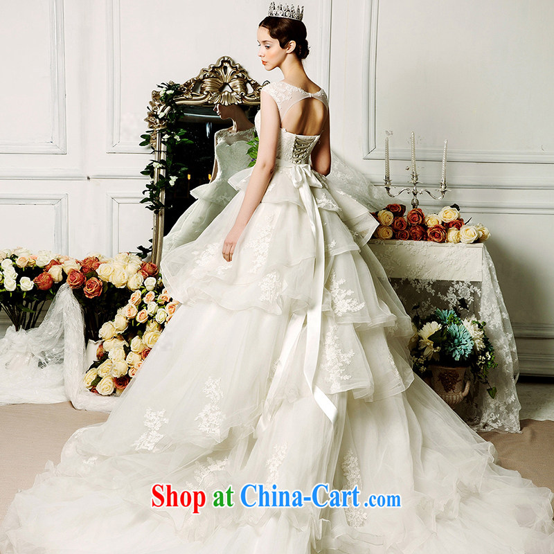 On the wedding dresses new 2015 spring and summer Ling Ms Audrey EU shoulders shaggy dress lace long-tail wedding ivory L, AIDS, and shopping on the Internet