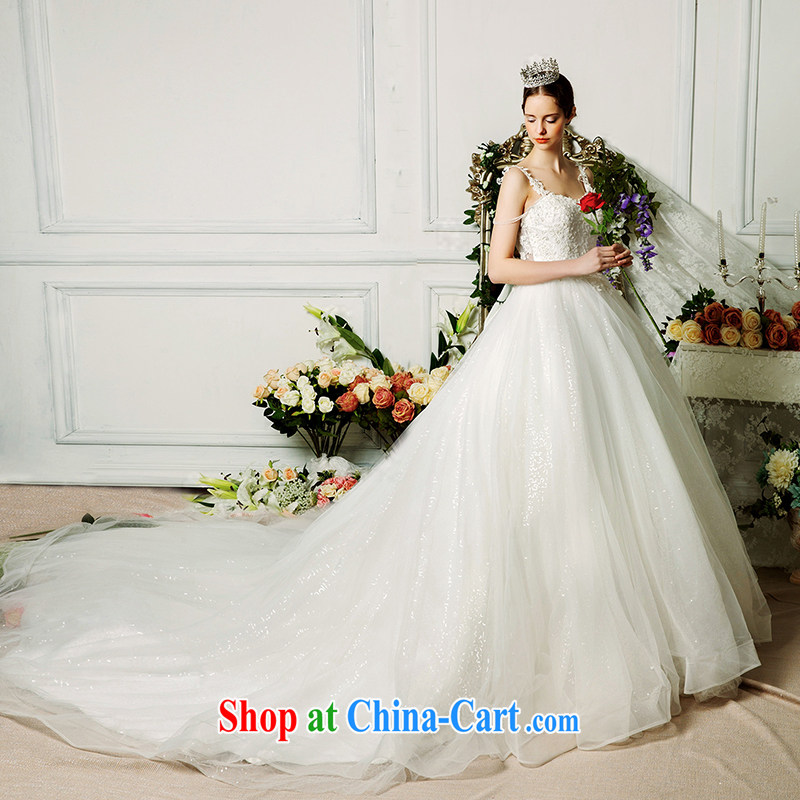 On the wedding dresses new 2015 spring and summer Yuen-ting hung with shaggy dress long-tail erase chest wedding ivory L, AIDS, and shopping on the Internet