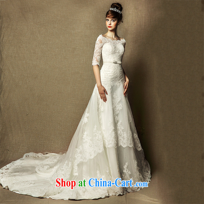 On the wedding dresses new 2015 spring and summer, Sophie the Field shoulder lace long-sleeved long-tail wedding ivory L, AIDS, and shopping on the Internet