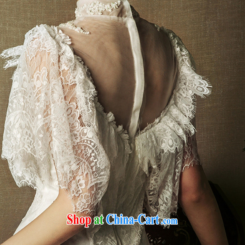 On the wedding dresses new 2015 spring and summer Cayman -- lace up collar crowsfoot long-tail wedding ivory L, AIDS, and, shopping on the Internet