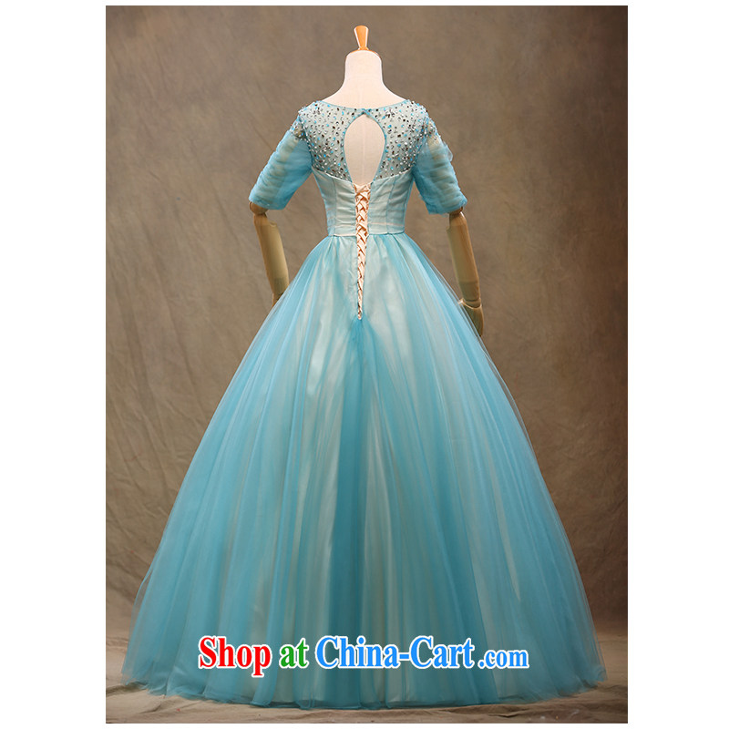 New, 20,151 field shoulder alignment to dress double-shoulder short-sleeved round-collar simple graphics thin strap beauty red wedding dresses, beautiful yarn in stock to the light blue can be customized, beautiful yarn (nameilisha), online shopping