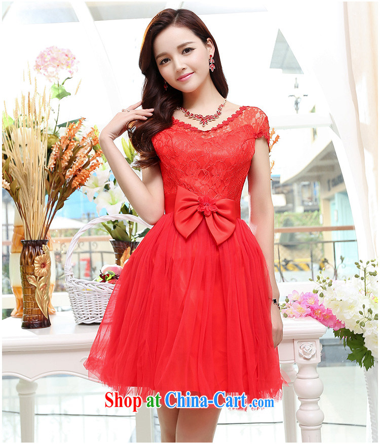 UYUK the new bride wedding toast serving bow-tie-waist lace V collar Web shaggy dress bridal gown red XL pictures, price, brand platters! Elections are good character, the national distribution, so why buy now enjoy more preferential! Health