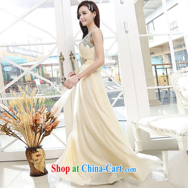 The UYUK new bride wedding dress beauty and long serving toast the shoulder water drilling, high waist and elegant the dresses apricot XL, Yi, with (UYUK), shopping on the Internet