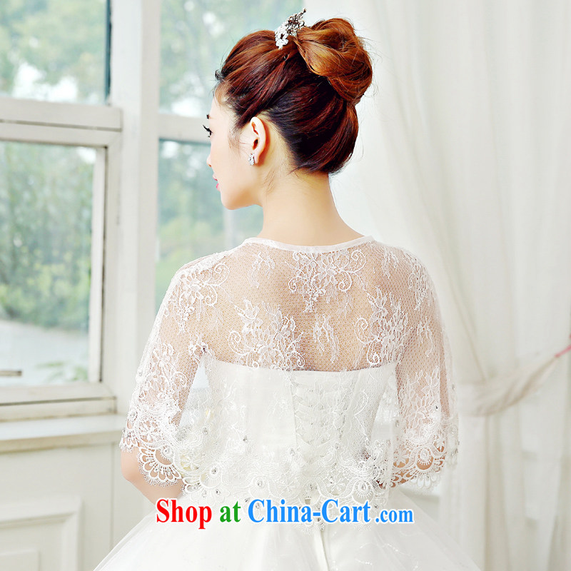 Time his wedding thin lace jacket 2015 spring and summer new bridal shawl white Web yarn flowers bridal accessories dress decorated with anti-shaded white, code, time, and shopping on the Internet
