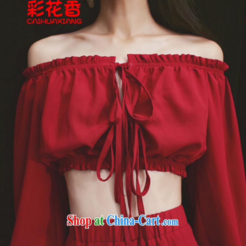 Colorful Flowers 20,151 field for your shoulders, leakage with umbilical cord high waist travel wedding Bohemia Beach Resort skirt long skirt 8138 red L, flower (CAI HUA XIANG), shopping on the Internet