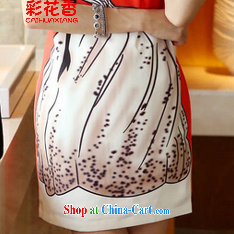 Colorful Flowers summer 2015 new sleeveless round style style beauty wedding girls stamp hit color dresses 8018 orange XL, flower (CAI HUA XIANG), online shopping