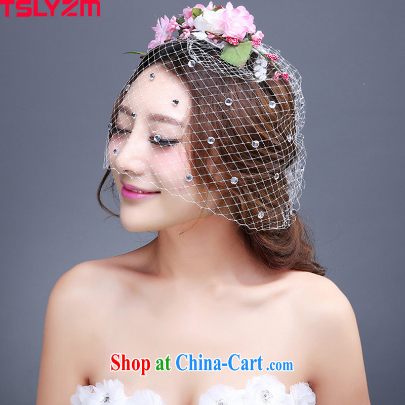 2015 Tslyzm New floral wreath bridal headdress ornaments spring and summer wedding dresses accessories fresh and only the US Web yarn water drilling performance head-dress pink, Tslyzm, shopping on the Internet
