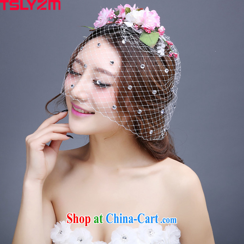 2015 Tslyzm New floral wreath bridal headdress ornaments spring and summer wedding dresses accessories fresh and only the US Web yarn water drilling performance head-dress pink, Tslyzm, shopping on the Internet