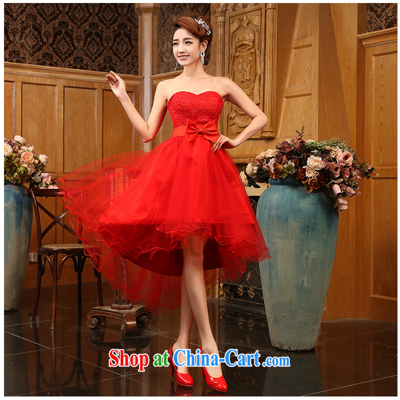 The beautiful yarn bare chest short grew up after the red lace short skirt tied with Korean-style toast beauty service shadow floor 2015 New factory direct short skirt red can be customized, beautiful yarn (nameilisha), online shopping