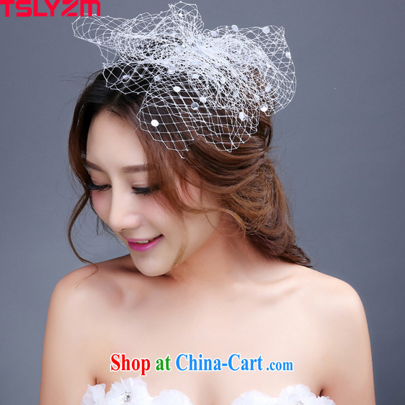 Tslyzm bridal wedding head-dress white floral dress with a yarn water drilling Old Shanghai style ballroom show photography photography bridesmaid head-dress white, Tslyzm, shopping on the Internet