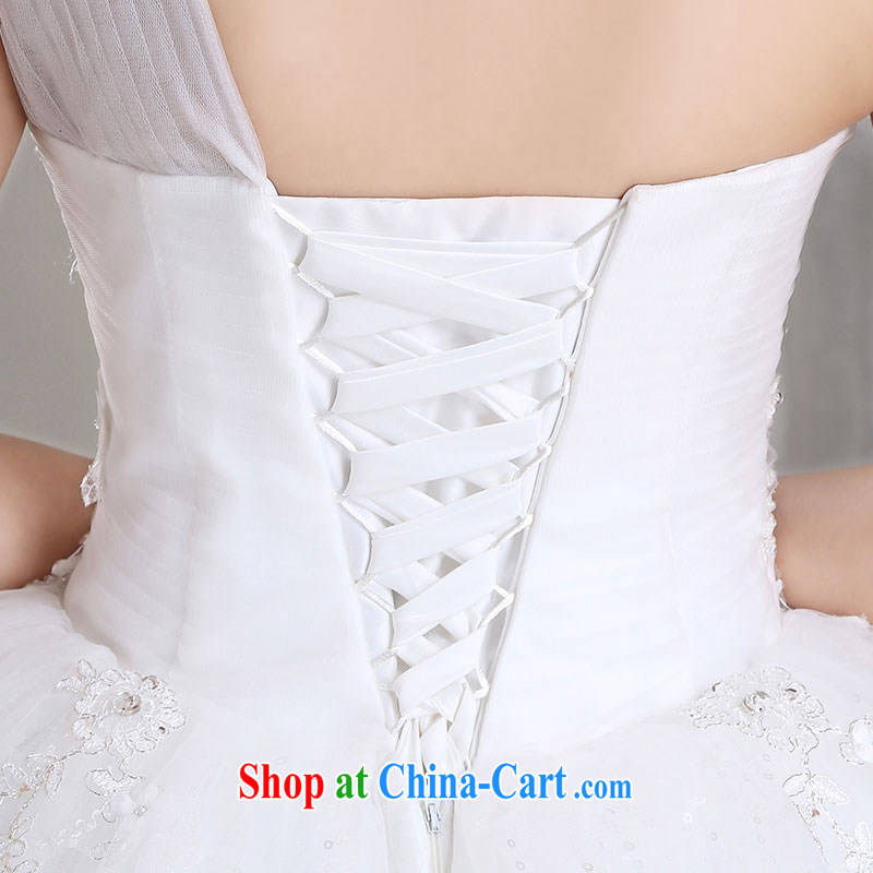 Jubilee 1000 bride 2015 new Korean version the shoulder Princess flowers tied with a shoulder marriages with wedding lace wedding dresses H 310 white XL, 1000 Jubilee bride, shopping on the Internet