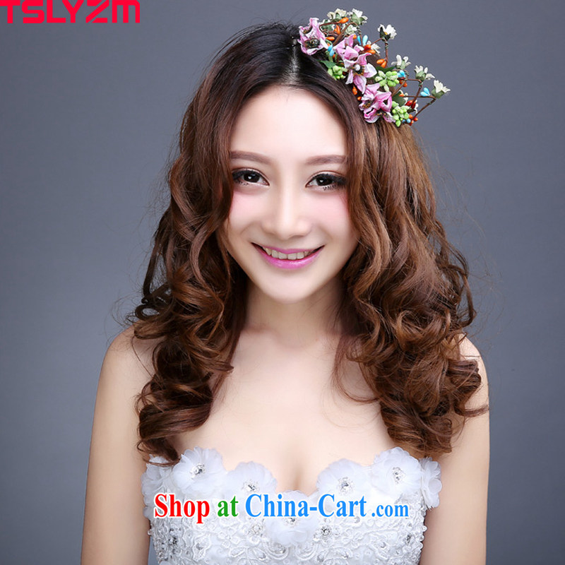 Tslyzm Korean bridal headdress color horn take the cards out bridesmaid accessories 2015 new spring and summer shadow floor Jewelry hand-woven garlands and ornaments color