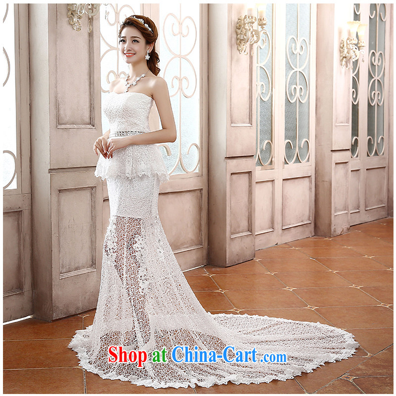 New bare chest beauty crowsfoot translucent front Short, Long lace wedding toast service graphics thin large code tie-package and stylish small tail with drill bridal wedding white customizable, beautiful yarn (nameilisha), online shopping