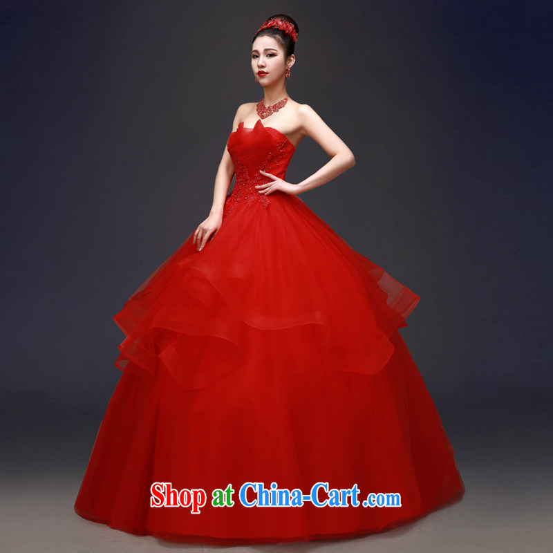 Kou Connie red wedding dresses 2015 spring and summer bare chest Korean-style the waist graphics thin with simple marriages shaggy dress women fashion new summer buds with red white tailored final 7 days, Kou Connie (JIAONI), online shopping
