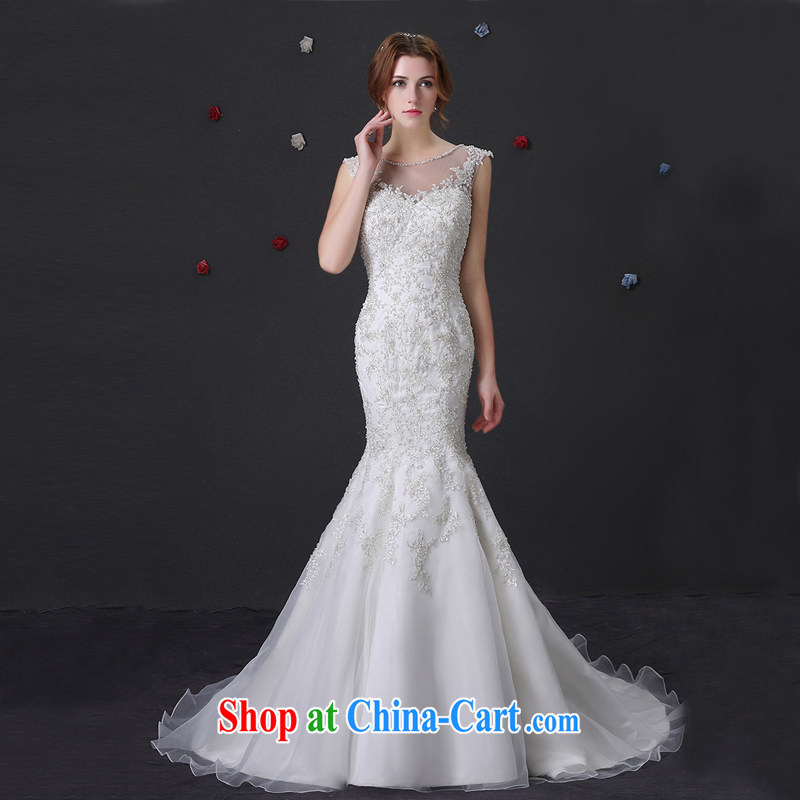 DressilyMe custom wedding dresses 2015 wedding dresses spring and summer new cultivating crowsfoot lace stylish tail white dual pack shoulder bridal with ivory - out of stock XL