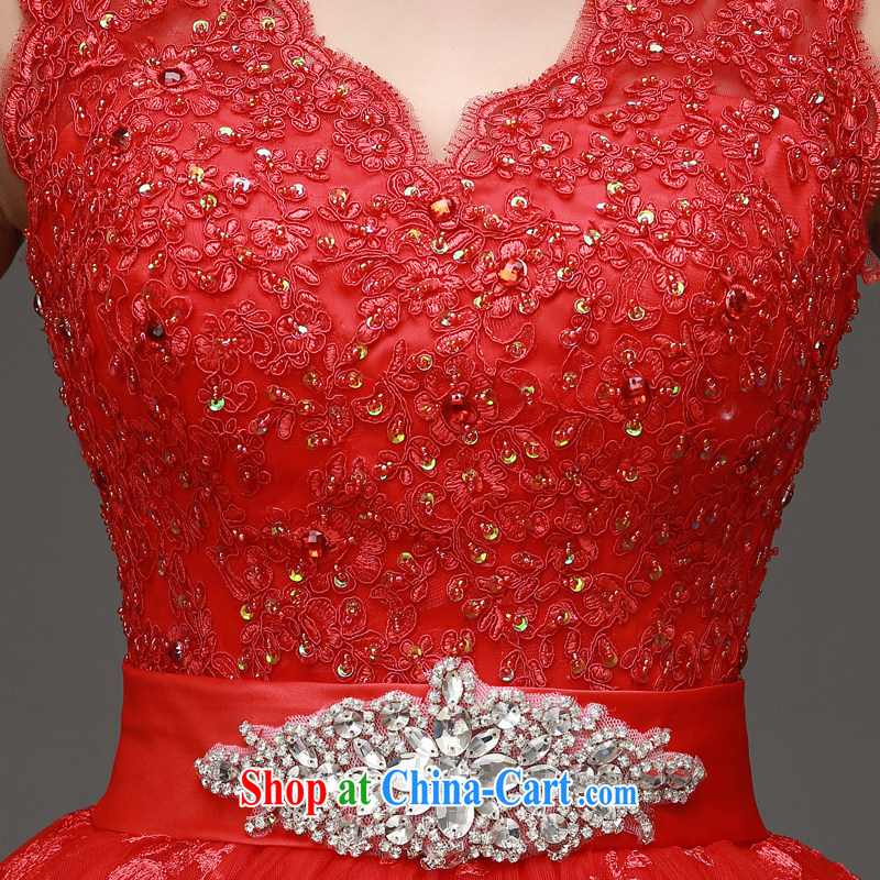 Kou Connie Korean-style double-shoulder with red wedding dresses 2015 spring and summer Korean-style lace Beauty and the bride's shaggy white-tail wedding female Red alignment to tailor-made final 7 days, Kou (JIAONI), and, on-line shopping