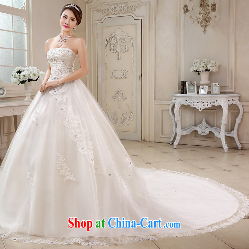 Bridal wedding dresses and tail, new 2015 Korean-style spring wipe chest larger graphics thin lace manually set drill JNHS 0013 white tail is tailored to final 7 days, Kou (JIAONI), online shopping