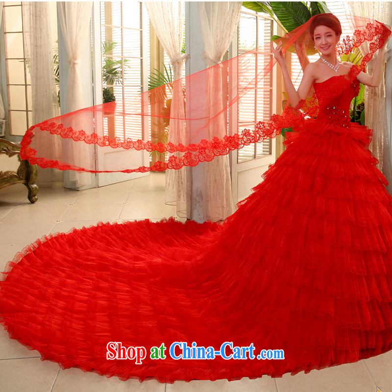 The Code erase chest red wedding dresses 2015 summer Korean-style with luxurious tail bridal shaggy skirts JNHS 0015 red tail is tailored to final 7 days, Kou (JIAONI), shopping on the Internet