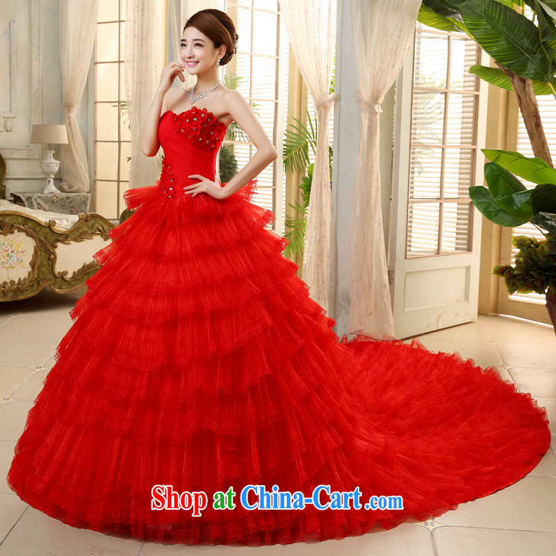 The Code erase chest red wedding dresses 2015 summer Korean-style with luxurious tail bridal shaggy skirts JNHS 0015 red tail is tailored to final 7 days, Kou (JIAONI), shopping on the Internet