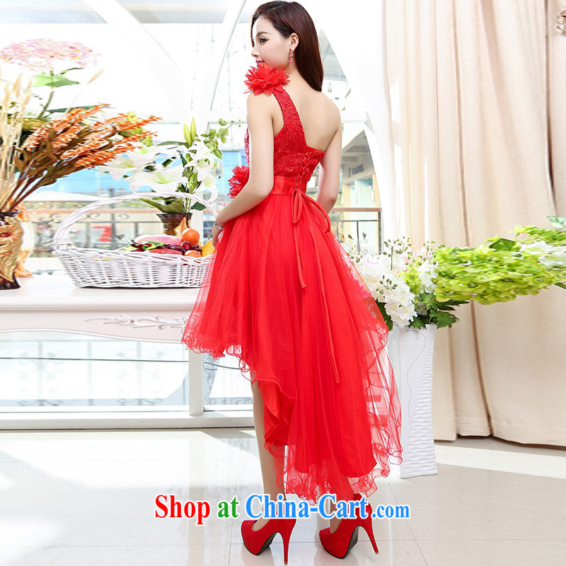 UYUK delivery 2015 new stylish wedding toast clothing female single shoulder lace gauze canopy skirts long-tail dress dresses red XL, Yi, with (UYUK), shopping on the Internet