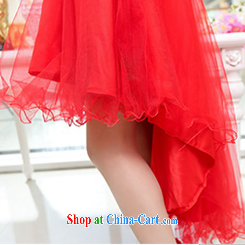 UYUK delivery 2015 new stylish wedding toast clothing female single shoulder lace gauze canopy skirts long-tail dress dresses red XL, Yi, with (UYUK), shopping on the Internet