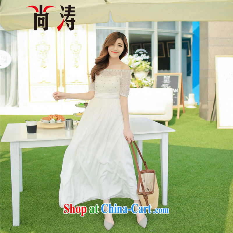 Hu Jintao was the 2015 high standards of quality Maldives beach dress wedding nails Pearl inserts drill dress long dress fall in love with ultra-template C 0016 white XL, Hu Jintao (SHANGTAO), online shopping