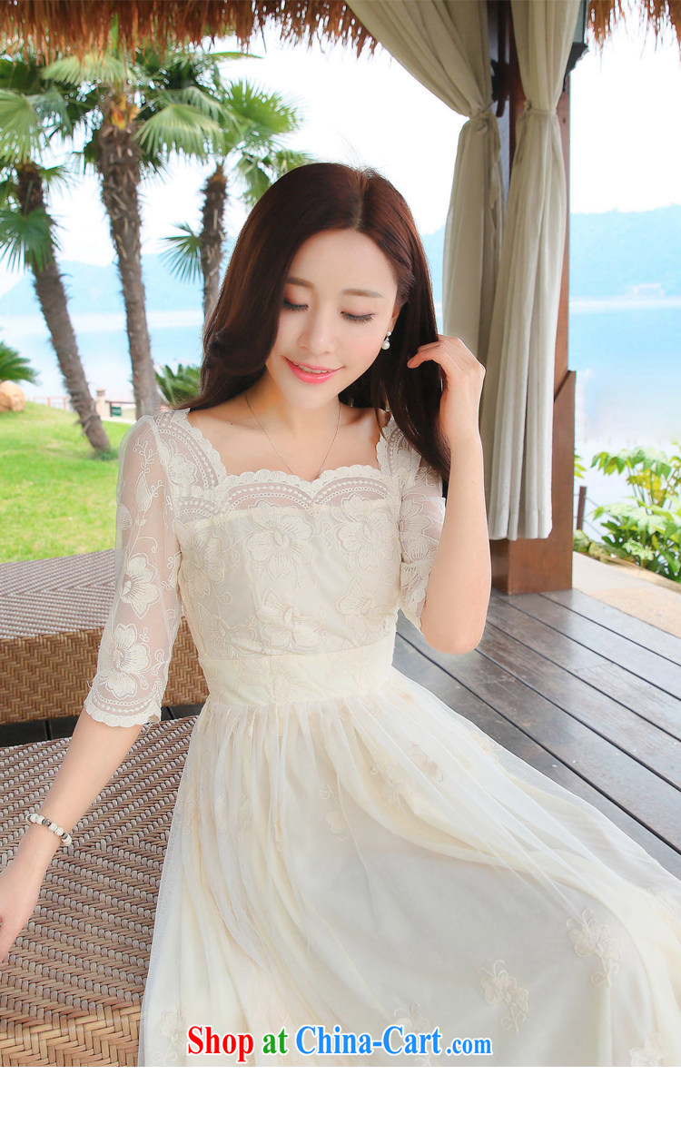 Hu Jintao was 2015 summer new embroidery flowers exclusive lace dresses style fashion dresses short-sleeved fairy skirt dress long skirt C 0017 M apricot L pictures, price, brand platters! Elections are good character, the national distribution, so why buy now enjoy more preferential! Health